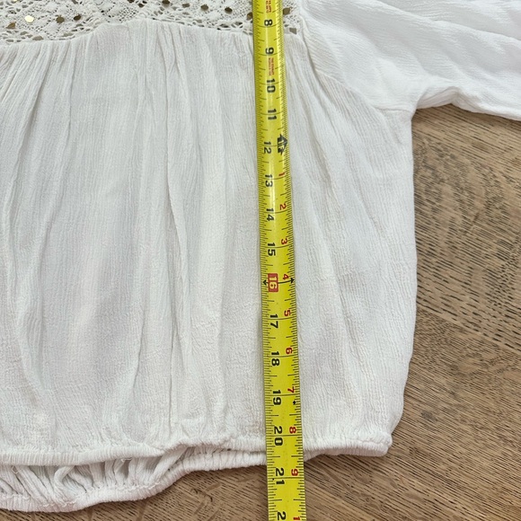 Aryn K. Anthropologie White Gold Crocheted Gauze Embellished Boho Blouse medium - Picture 12 of 15